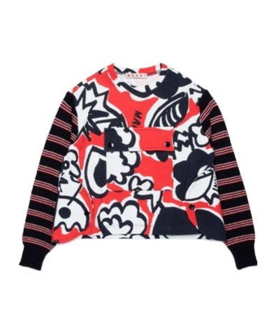 Marni Graphic-print Cotton Jumper In Black