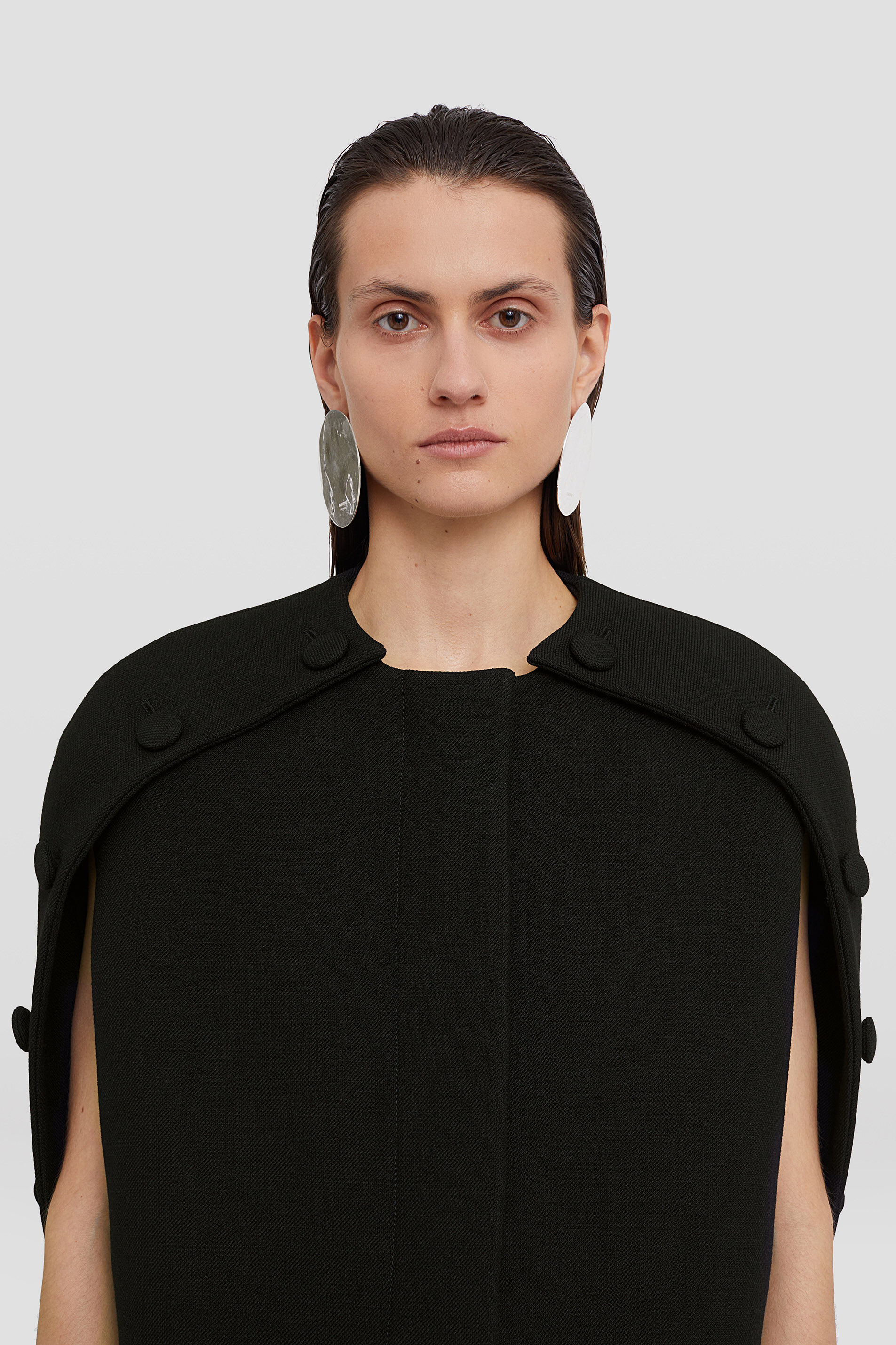 Jil Sander Buttoned Slit-sleeves Coat In Black