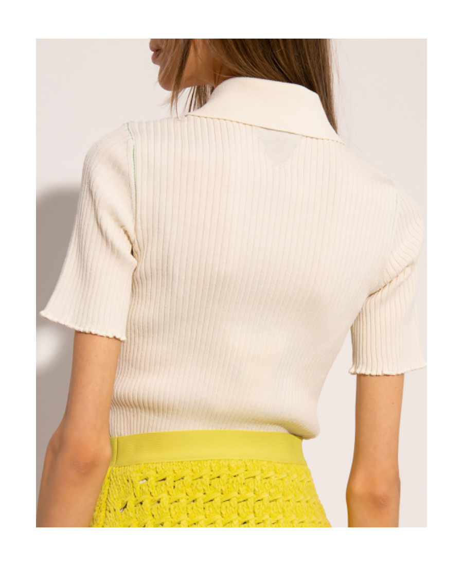 Bottega Veneta Short Sleeved Polo Shirt In White