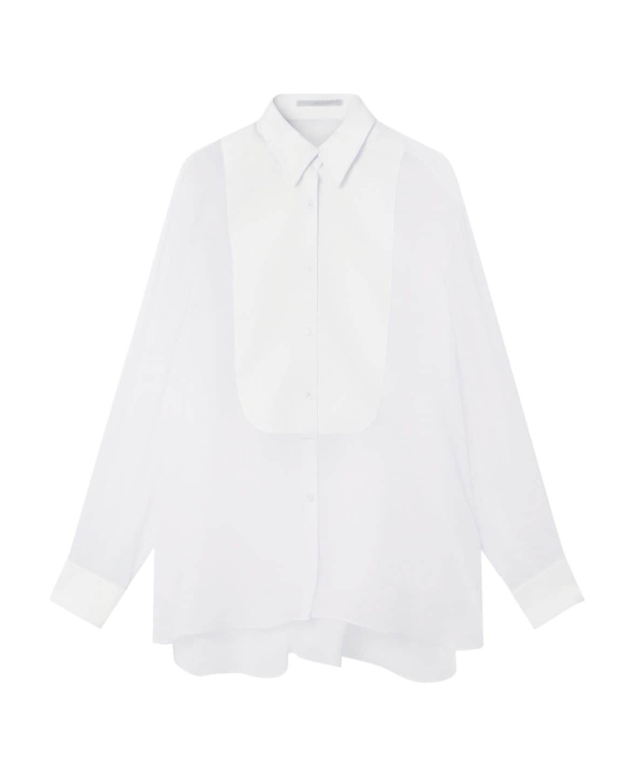 Stella Mccartney S-wave Button-up Silk Shirt In White