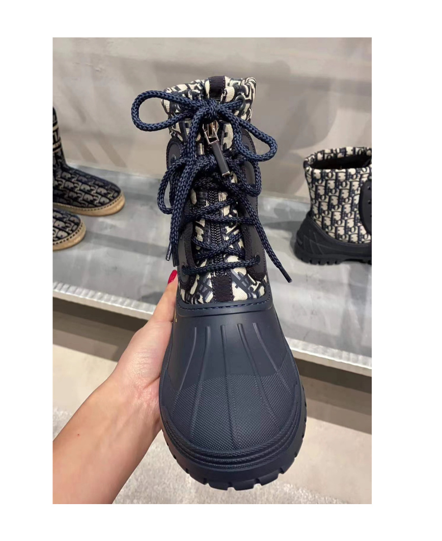 Dior Logo Lace Up Boots In Black