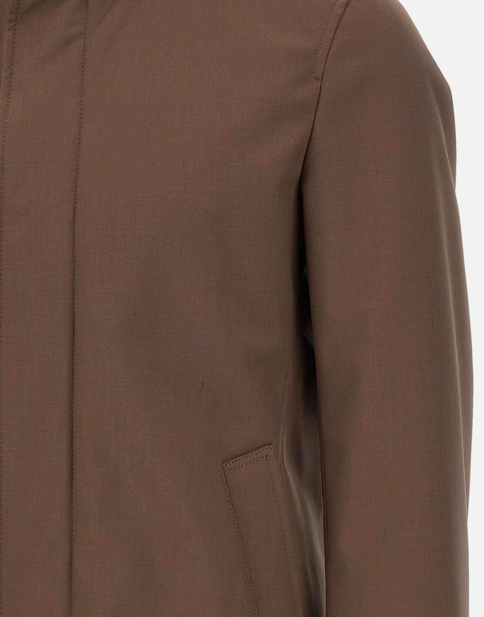 Herno Carcoat In Woolen Melange Twill In Brown