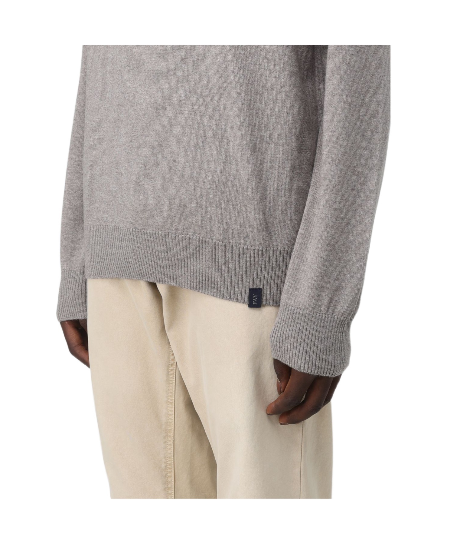 Fay Sweater With Profile Patches On The Elbows In Gray