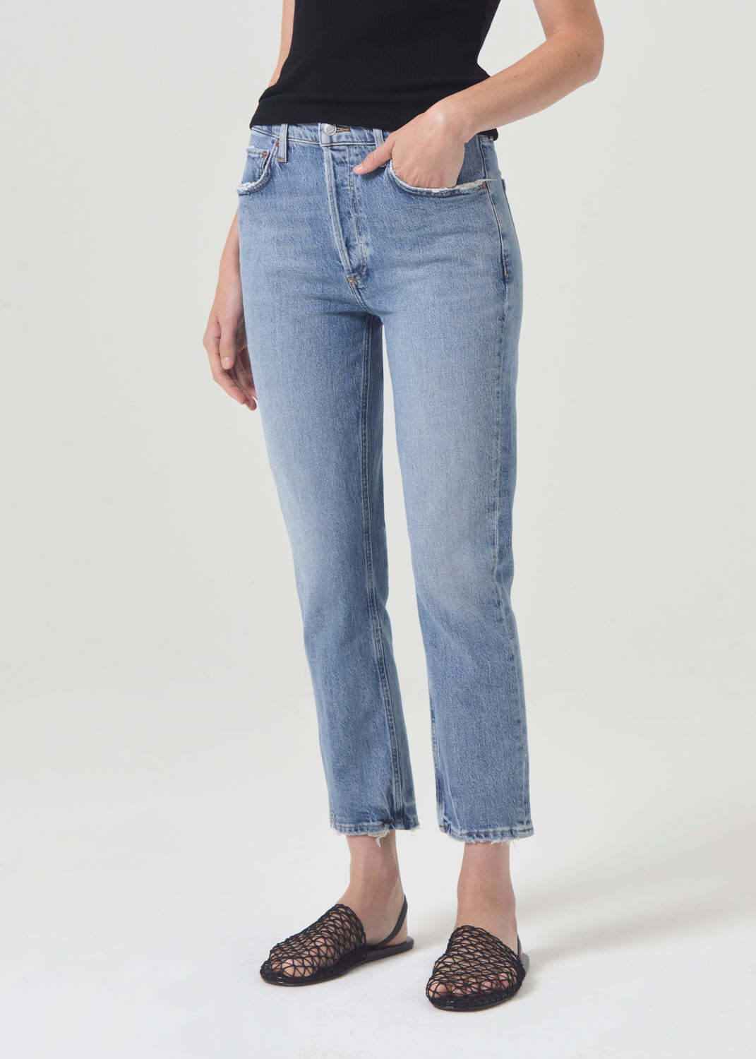 Agolde Riley Straight Leg Jeans In Blue