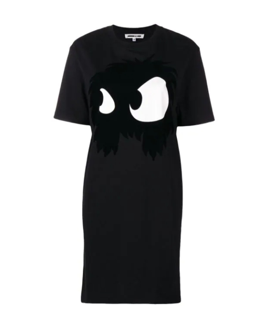 Mcq By Alexander Mcqueen Eye Print Dress In Gray