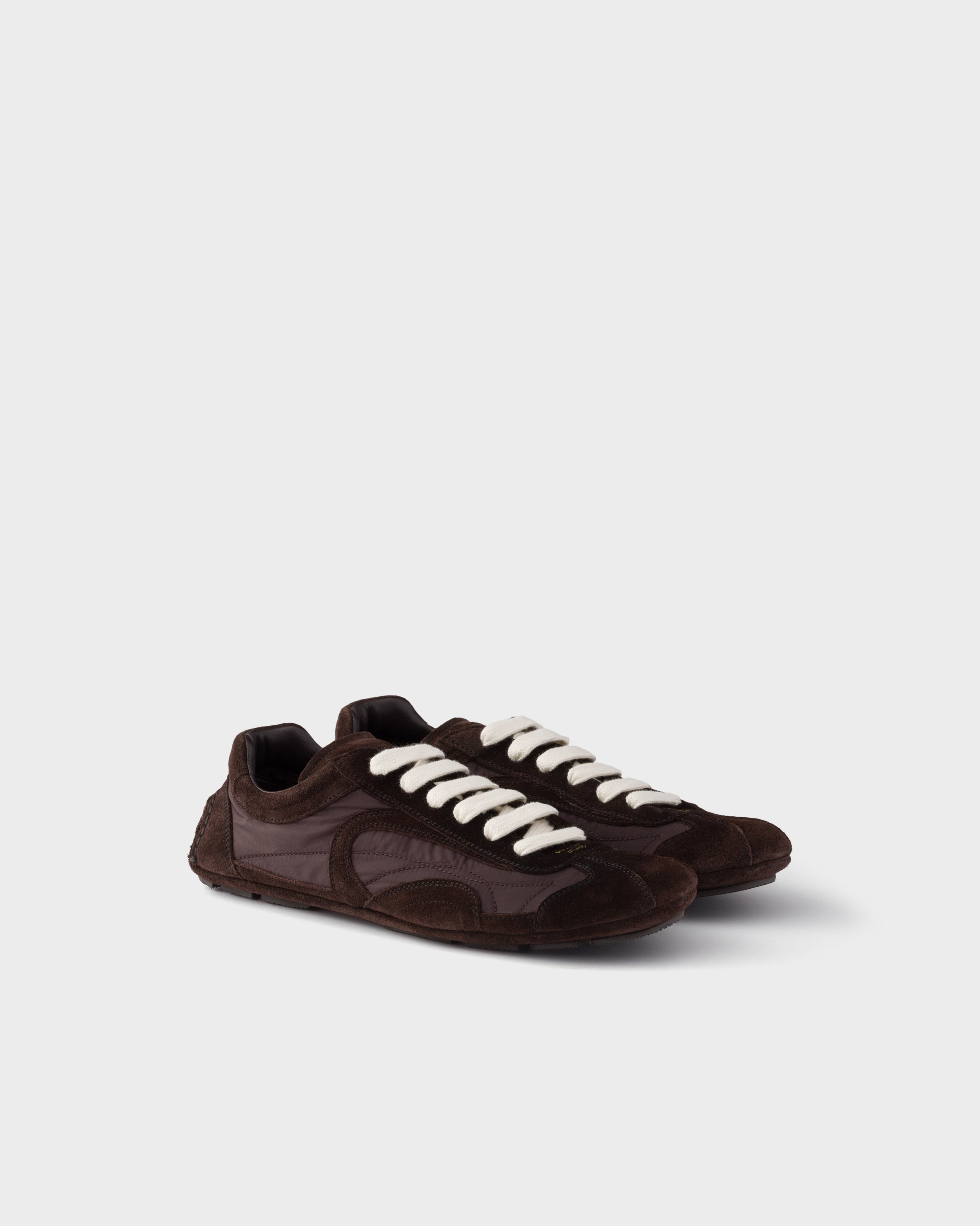 Prada Montecarlo Re-edition 2005 Suede And Re-nylon Sneakers In Brown