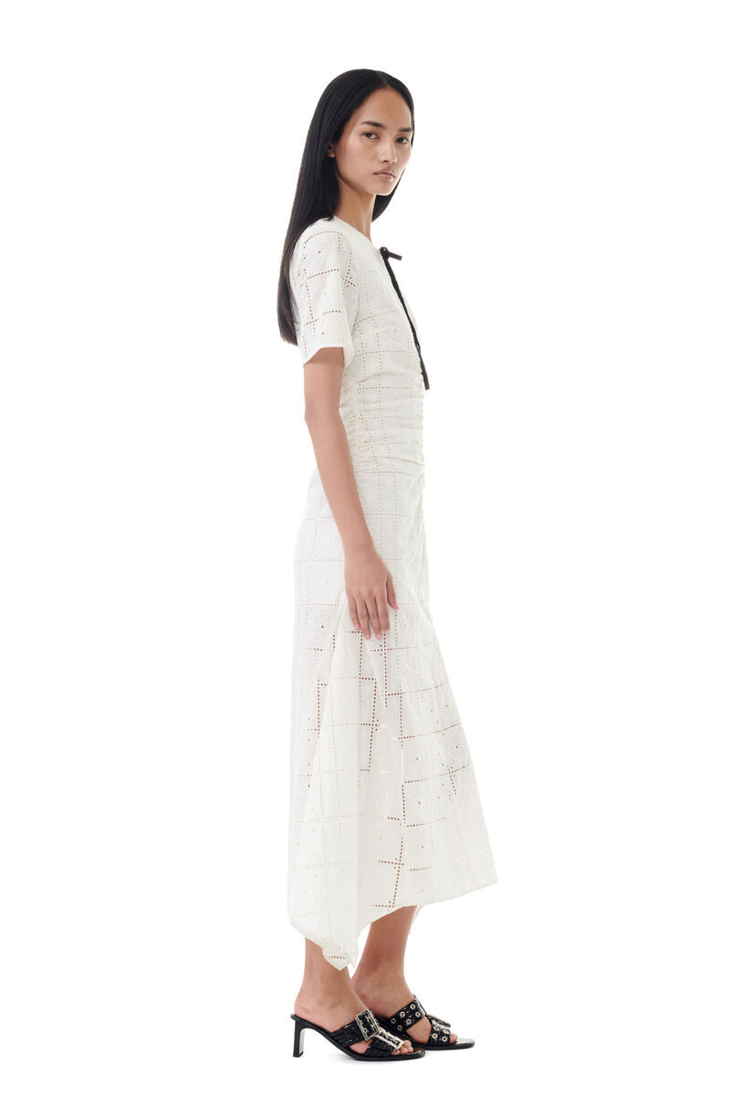 Shop Ganni White Broderie Anglaise Long Dress