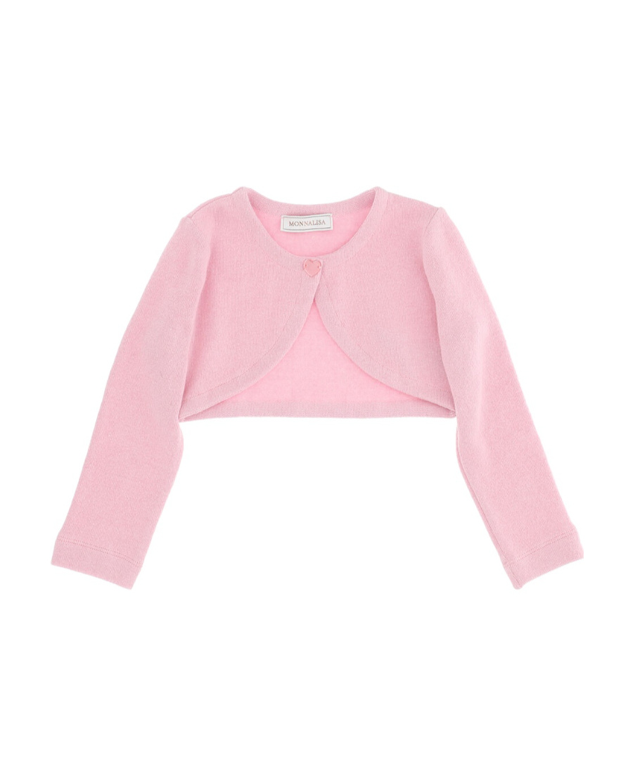 Monnalisa Logo Long-sleeved Cardigan In Pink