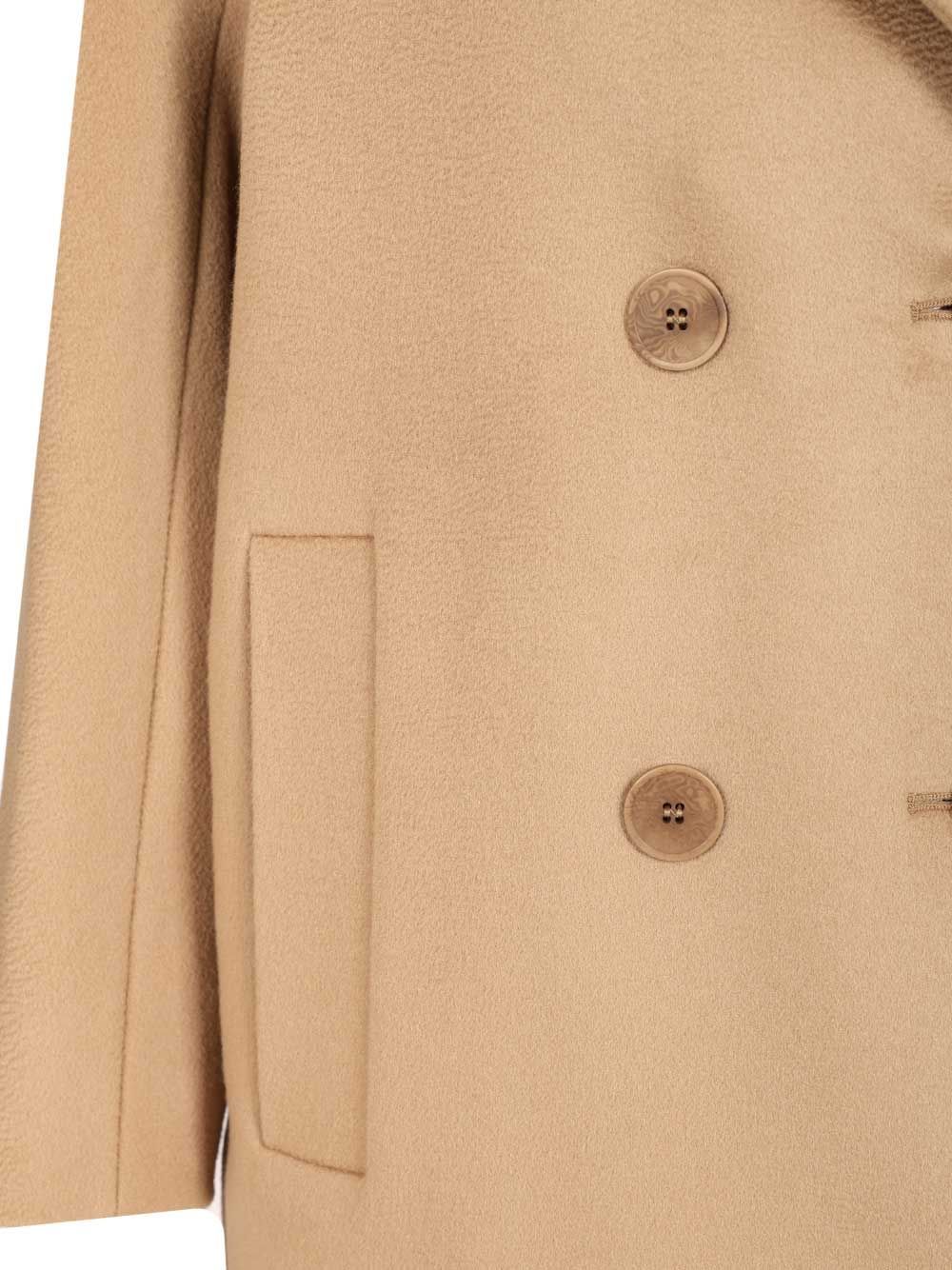 Max Mara Agenda Double Breasted Cocoon Long Wool Drap Coat Coats Beige In Brown