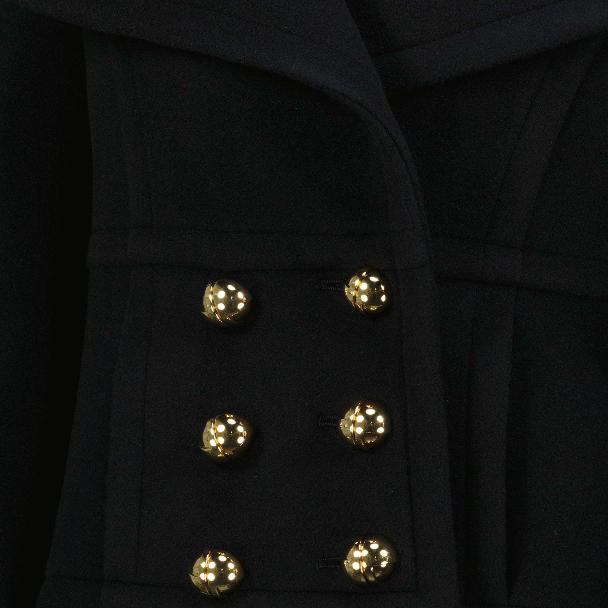 Patou Cropped Double Breasted Coat With Gold Buttons In Black