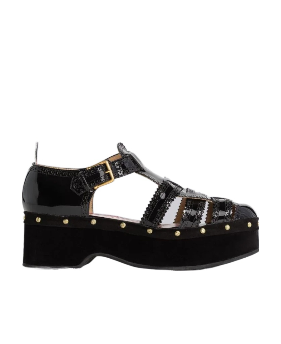 Thom Browne Fisherman Caged Platform Sandals In Black