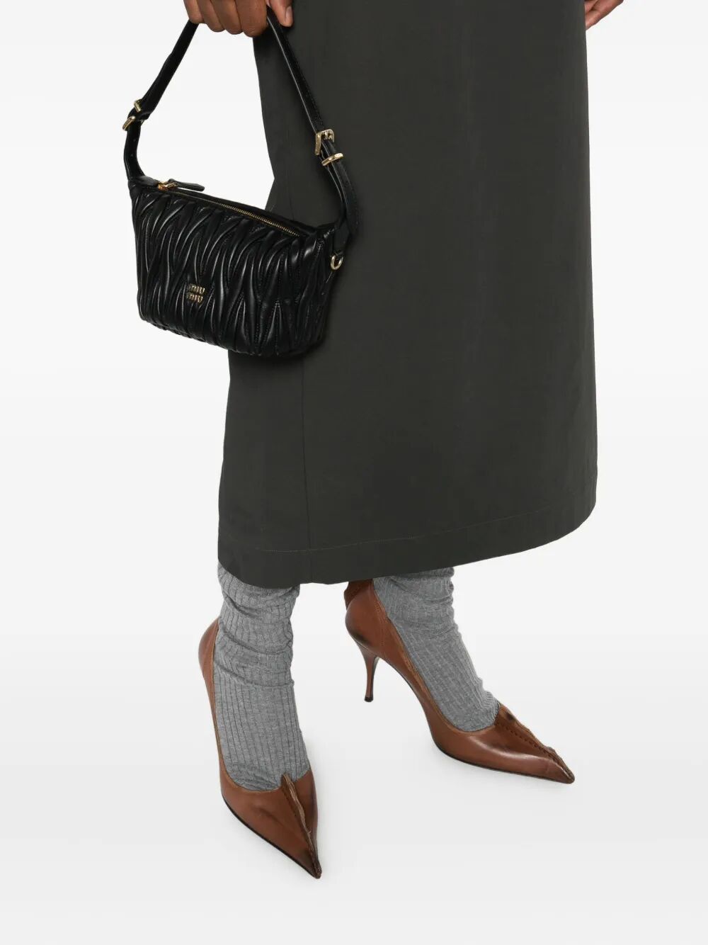 Miu Miu Matelasse Shoulder Bag In Black