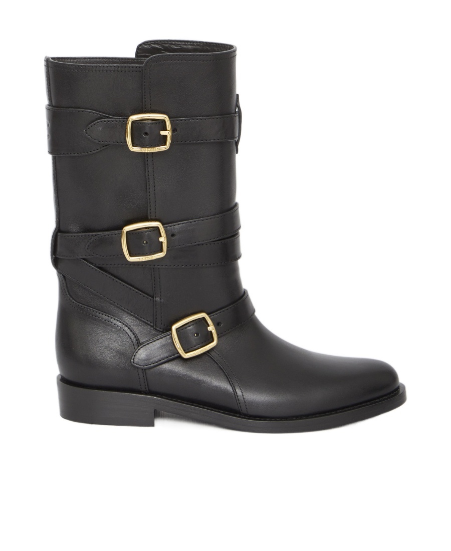 Celine Lyra Buckle Short Boots In Black