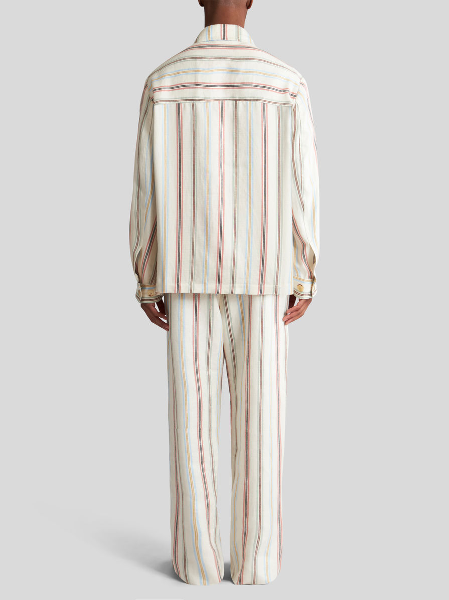Etro Striped Linen Overshirt In White