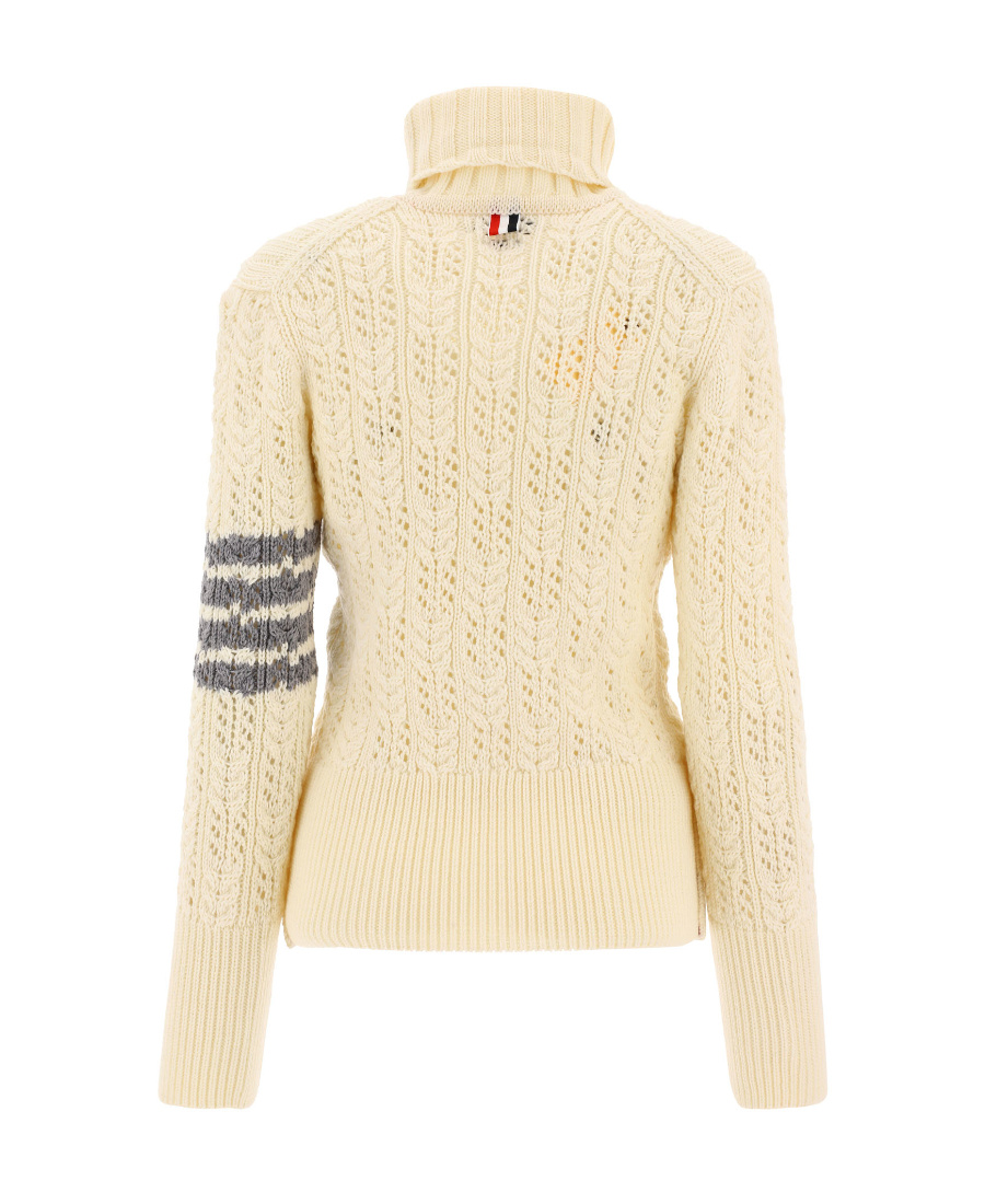 Thom Browne 4-bar Roll-neck Wool Jumper In Nude