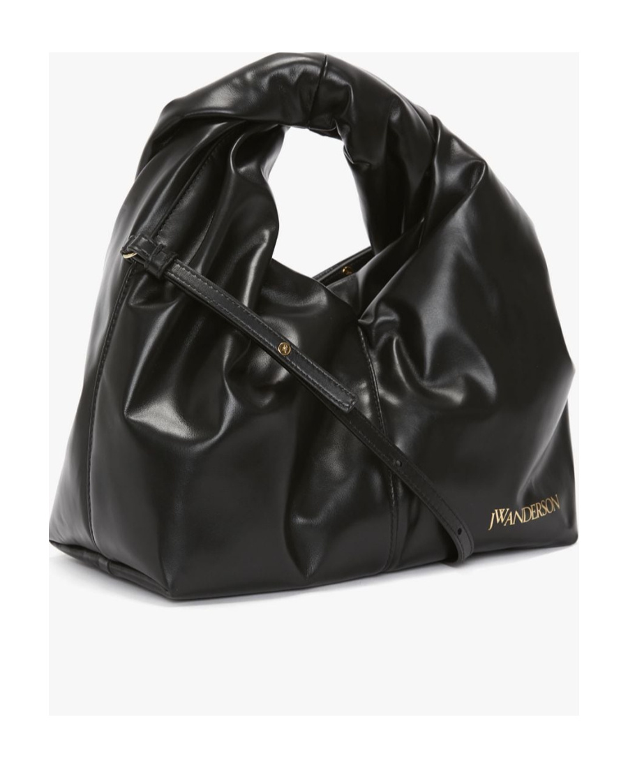 Jw Anderson Mini Twister Leather Hobo Bag In Black