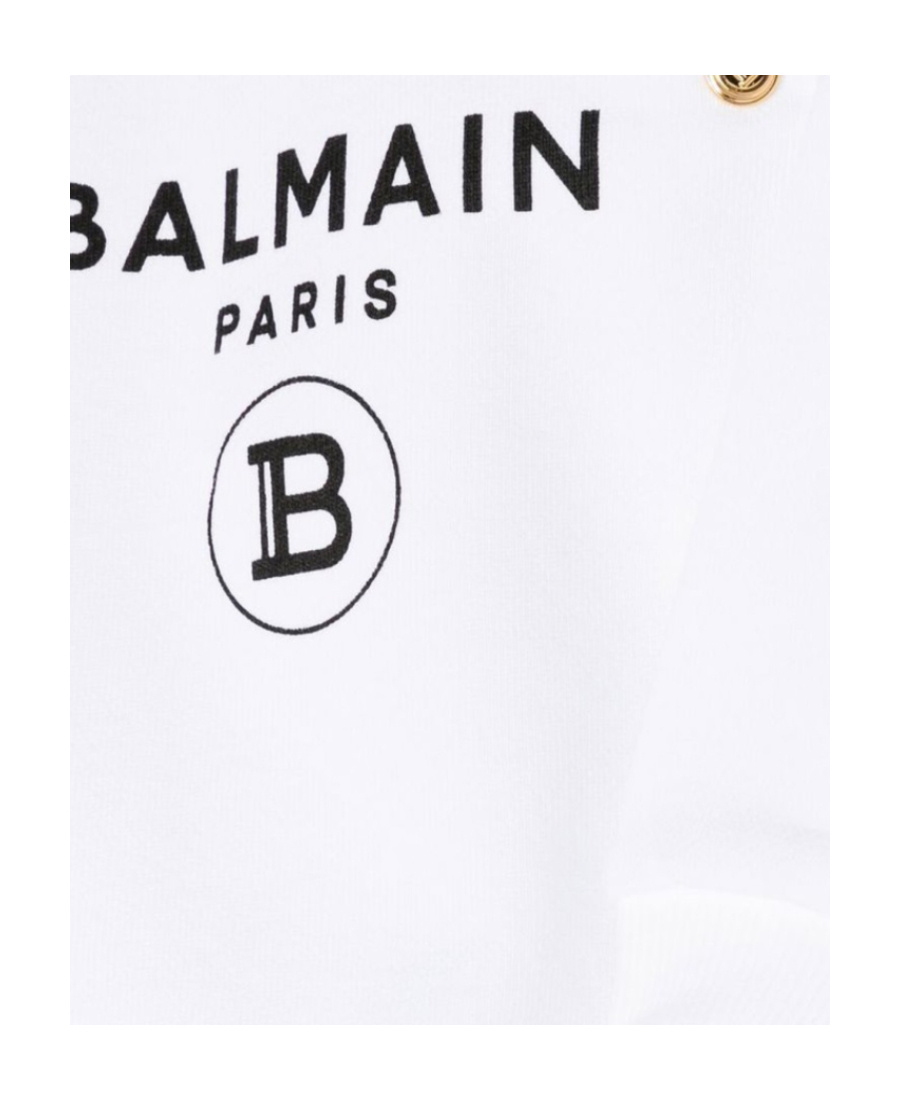 Balmain Logo-print Double-button Sweatshirt In White