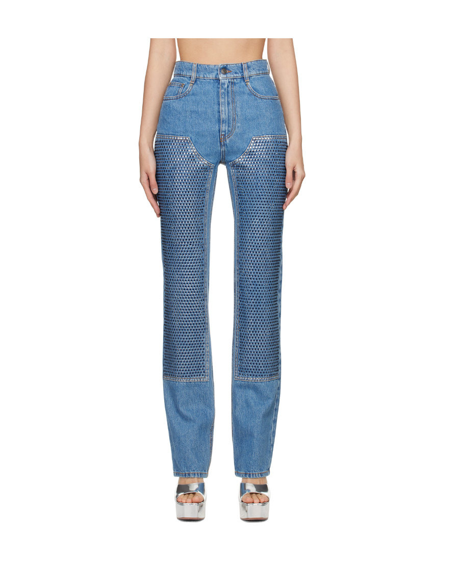 Area Crystal-embellished Straight-leg Jeans In Blue