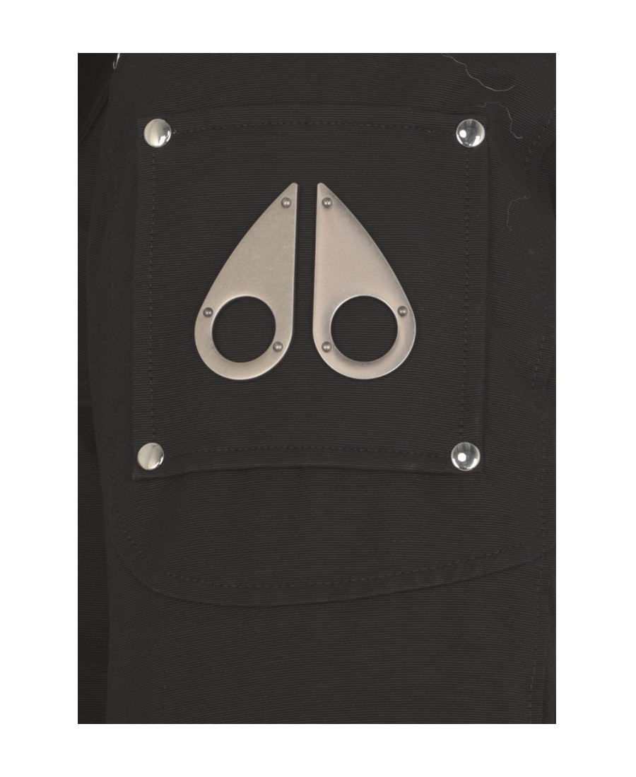 Moose Knuckles Long-sleeved Hooded Down Jacket In Black