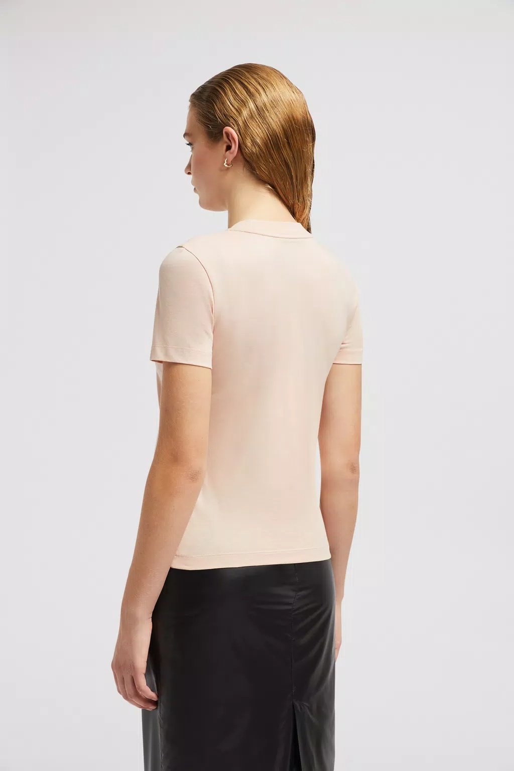 Moncler Logo Crystal-embellished Cotton T-shirt In Pink