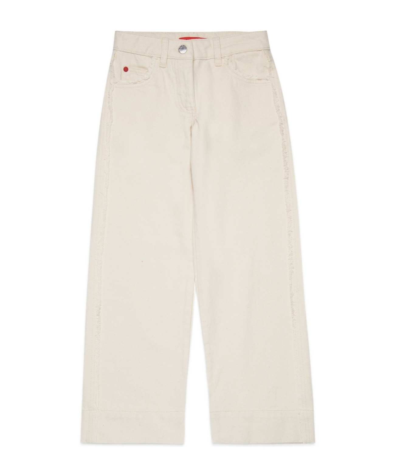 Maxco. Kids Logo Patch Frayed Edge Pants In White