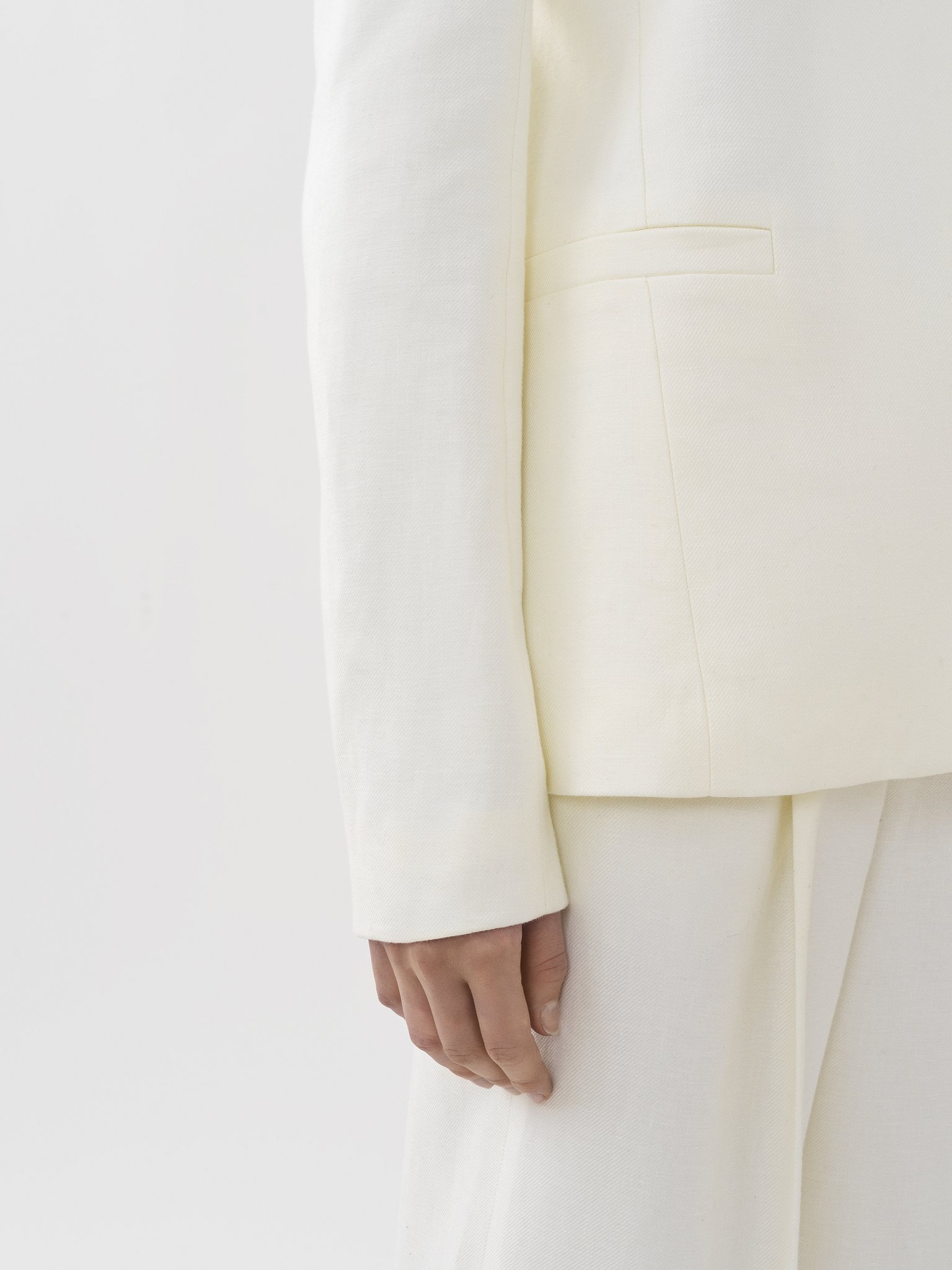 Chloé V-neck Linen Blazer In White