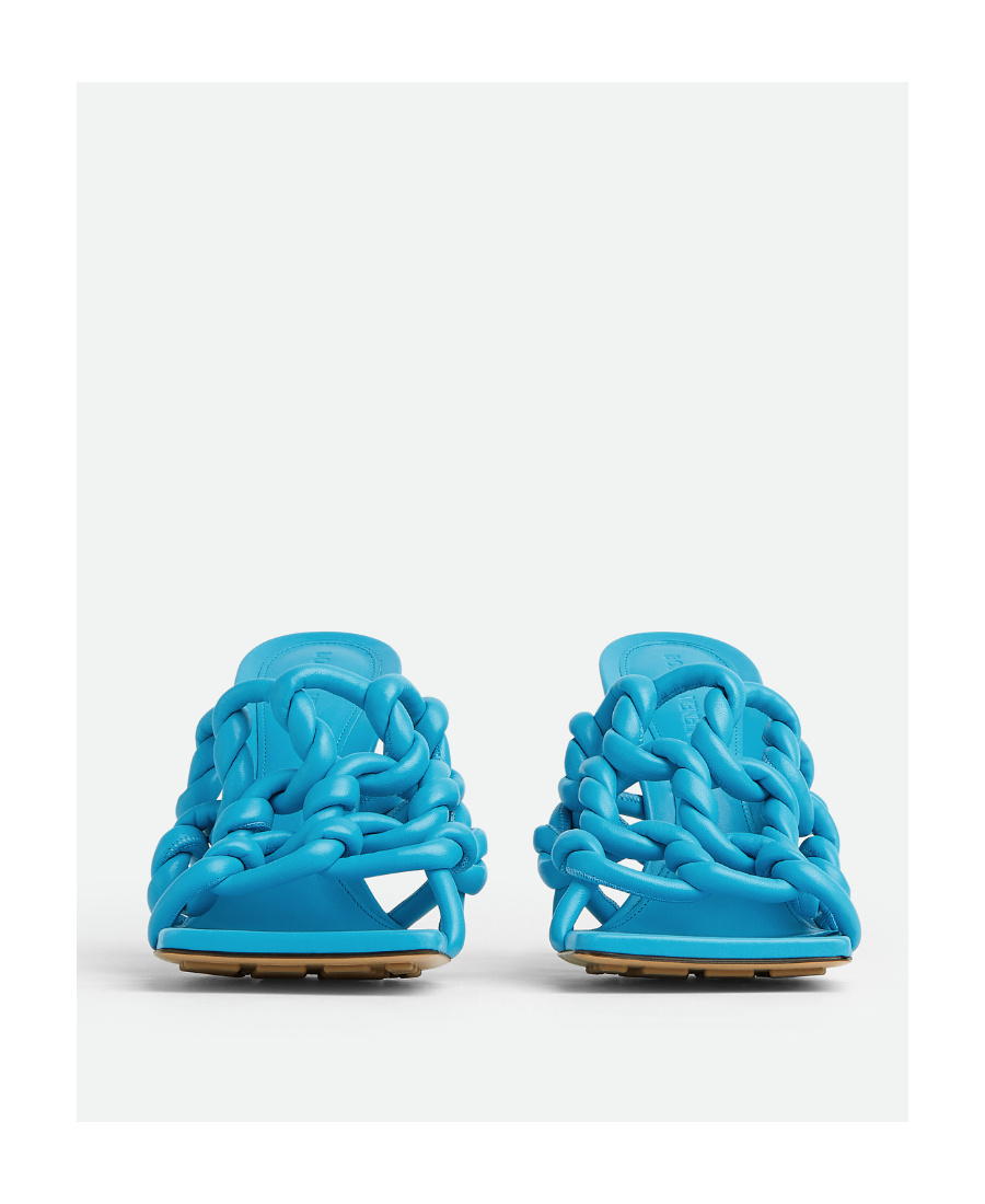 Bottega Veneta 100mm Twisted Interwoven Leather Sandals In Blue