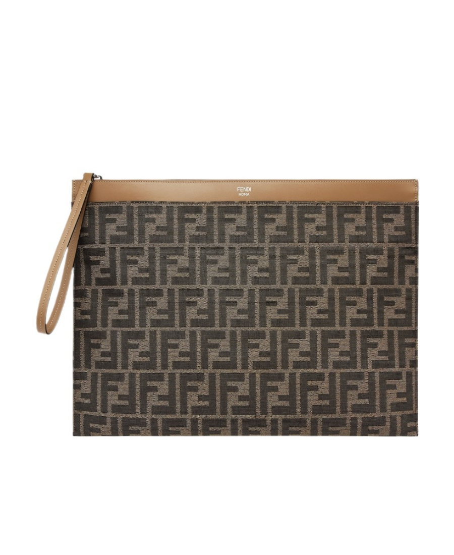 Fendi Monogram-pattern Clutch Bag In Black