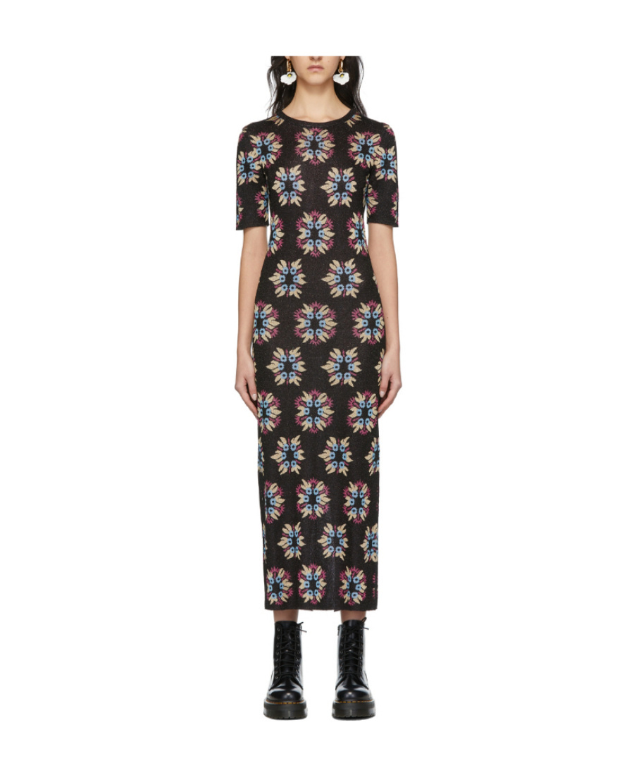 Rabanne Ssense Exclusive Black & Multicolor Jacquard Knit Capsule Dress In Black