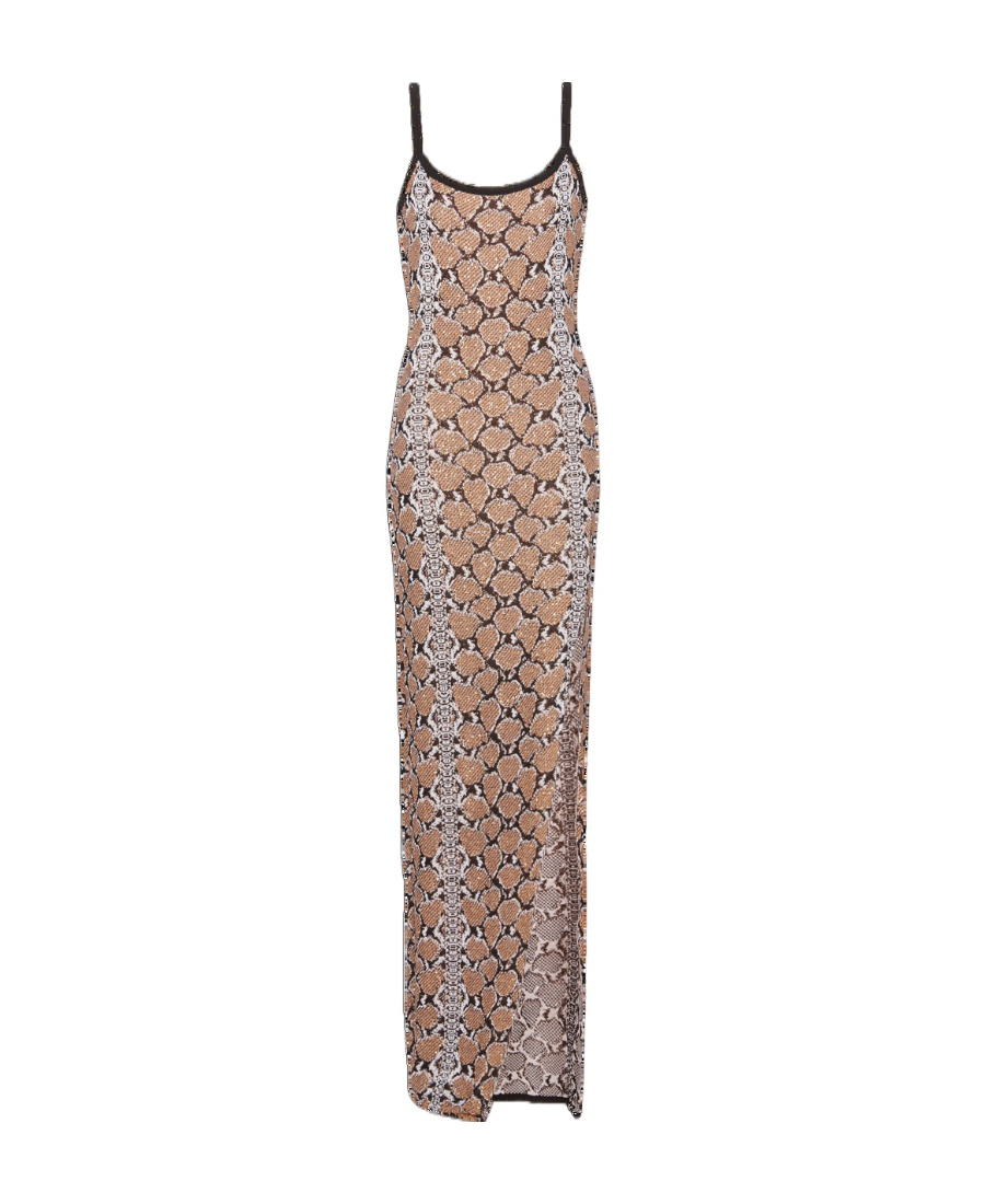 Balmain Snakeskin-jacquard Sequin-embellished Dress In Nude