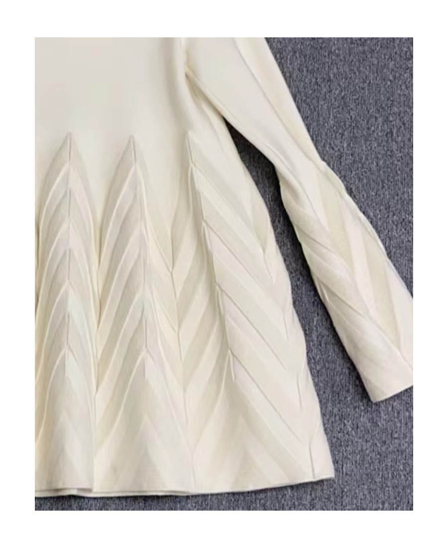 Alaïa Logo Wool Long-sleeved Dress In White