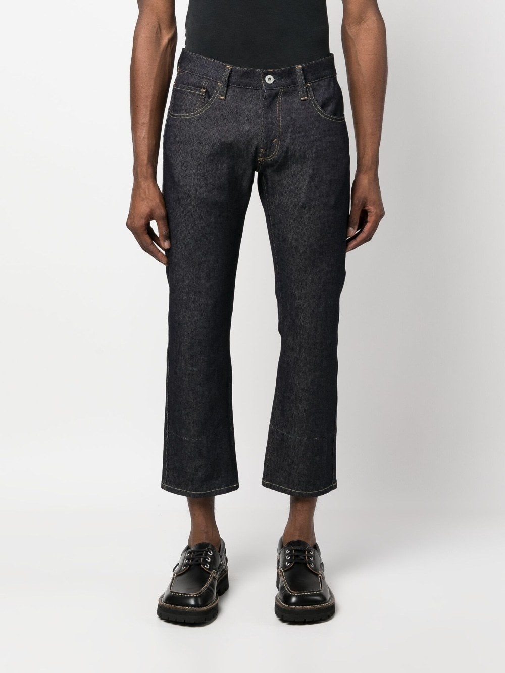 Junya Watanabe Graphic Print Denim Trousers In Blue