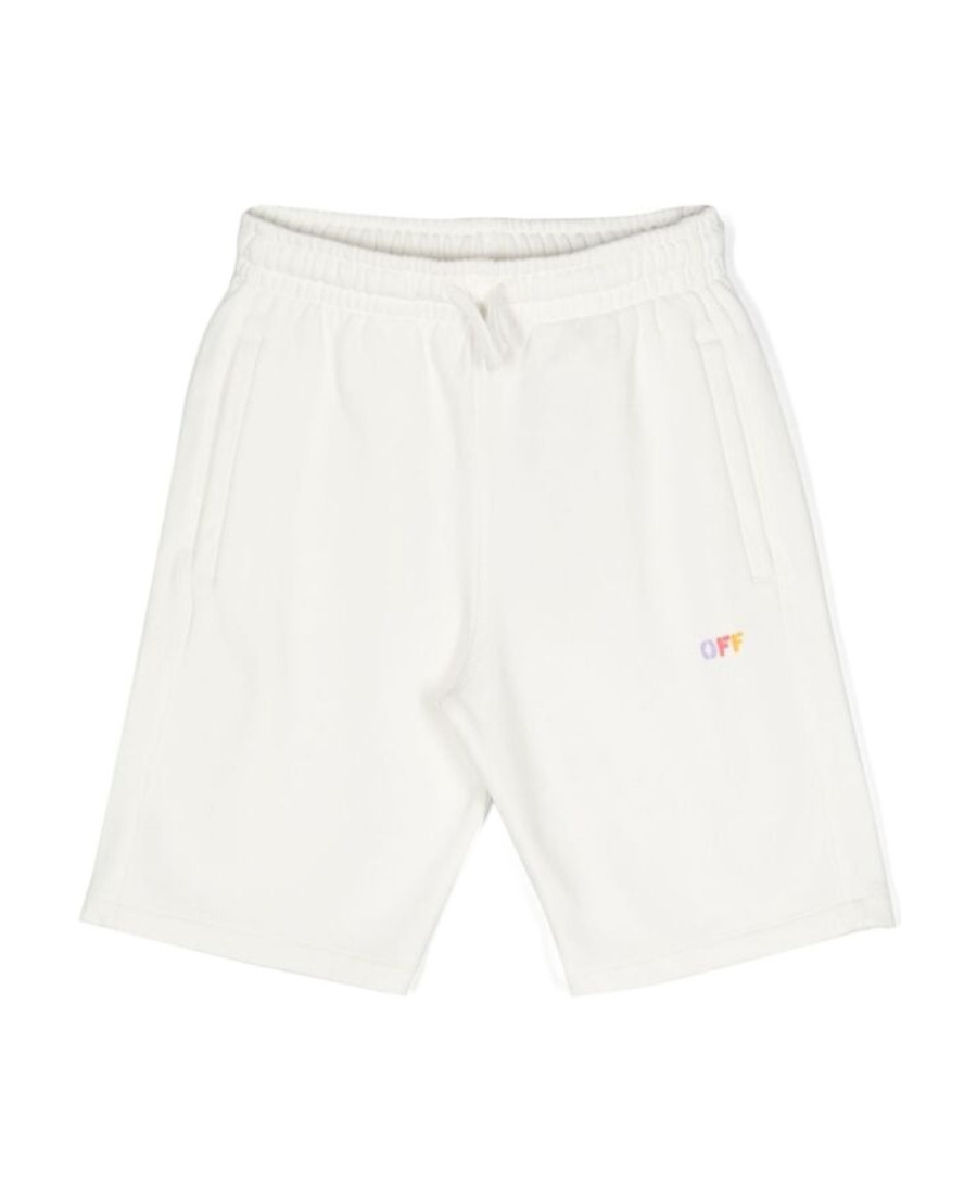 Off-white Diag-stripe-print Cotton Shorts In White