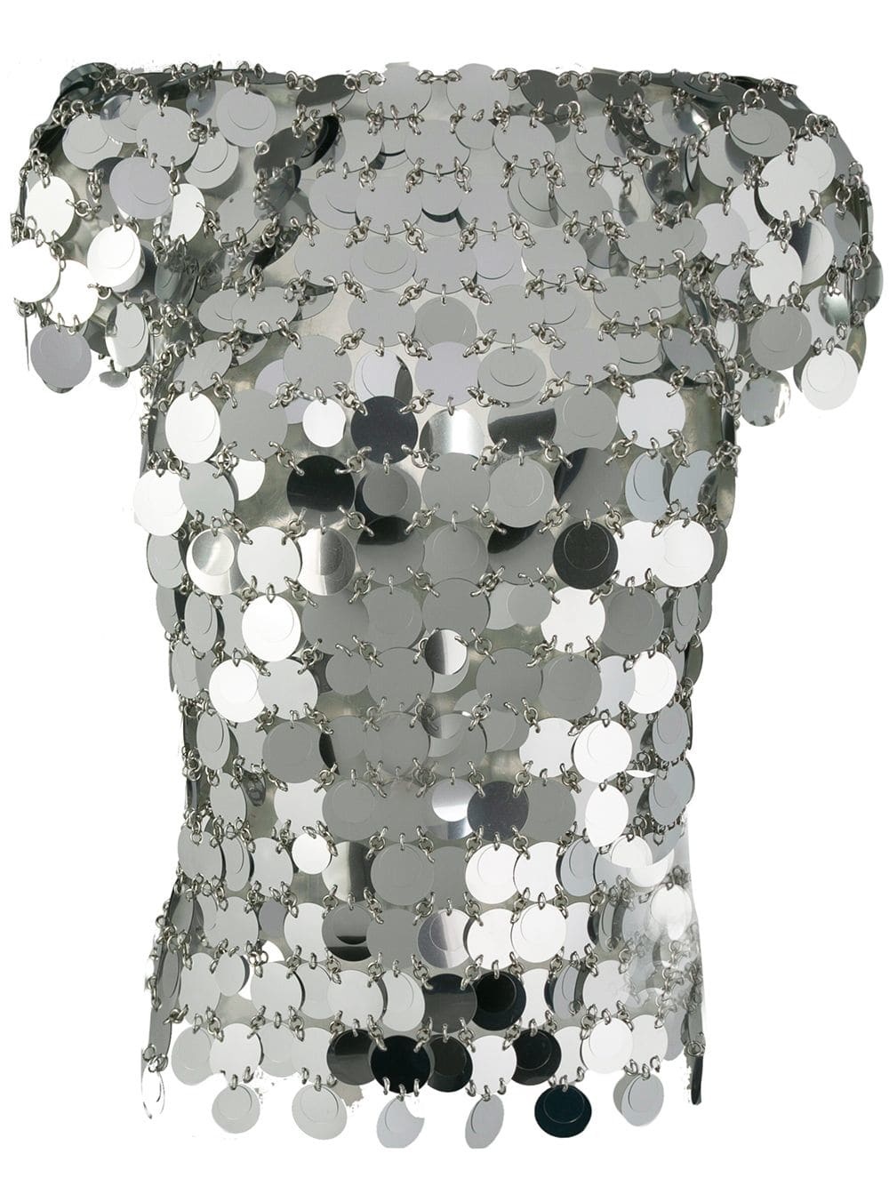 Rabanne The Iconic Silver Sparkle Discs Top Silver In Gray
