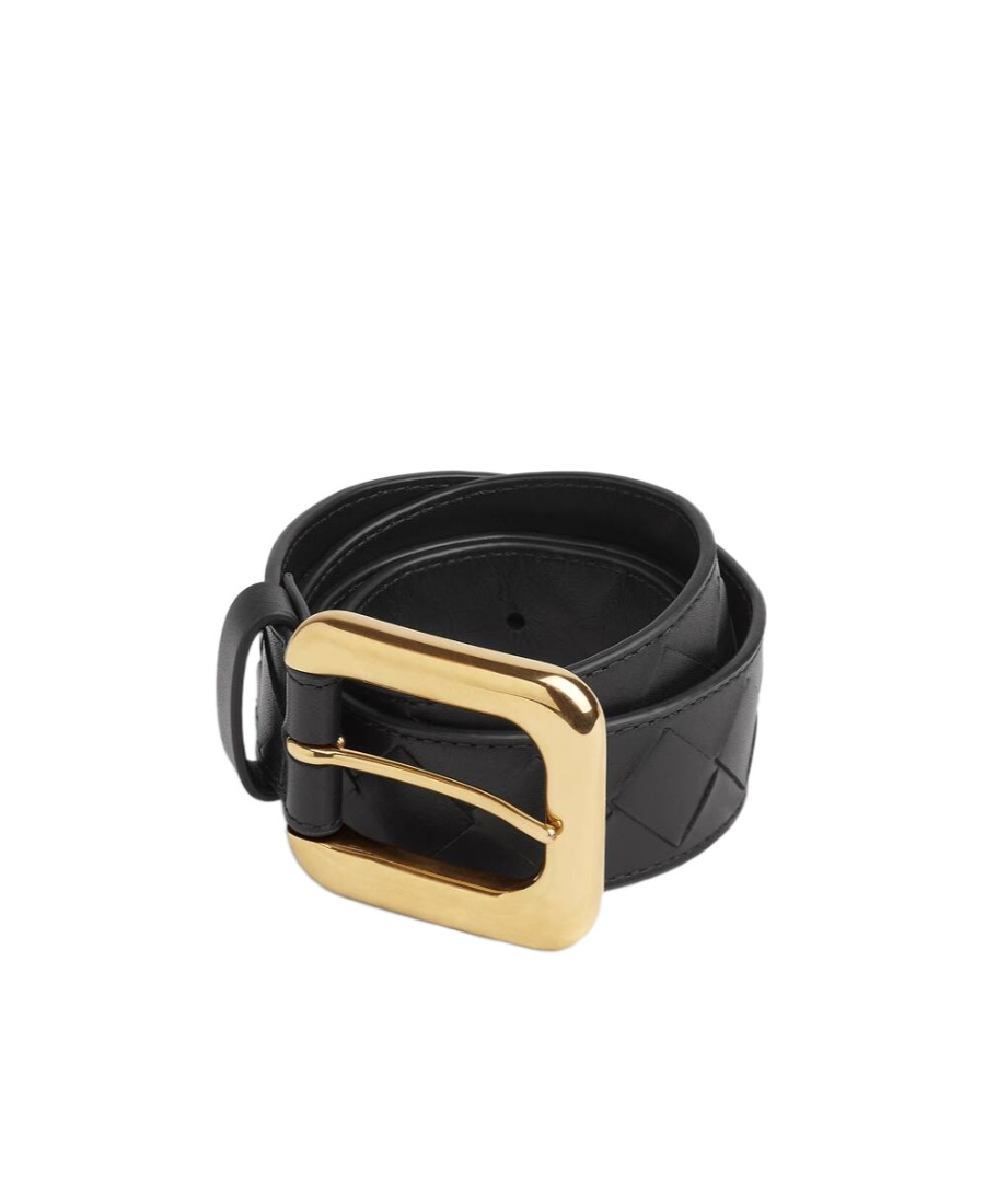 Bottega Veneta Intrecciato Leather Belt In Black