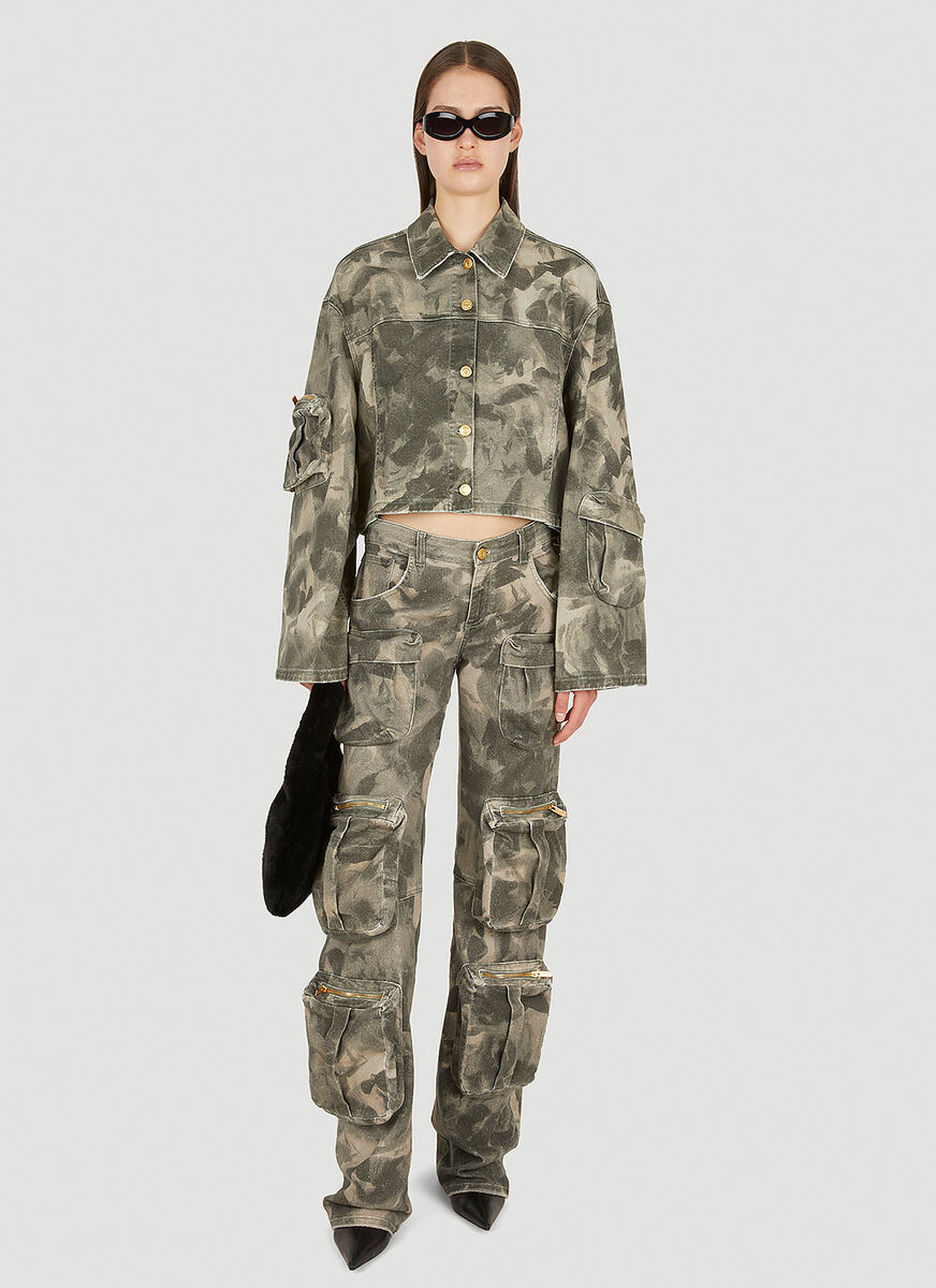 Blumarine Camouflage Cargo Jacket In Nude