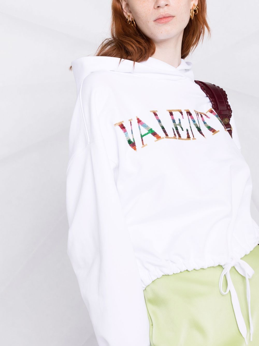 Valentino Logo Rope Hooded Sweater In White