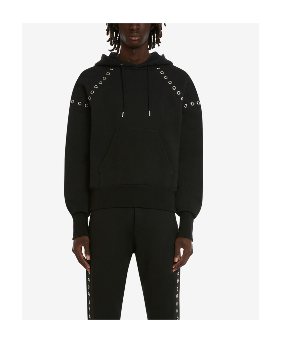 Alexander Mcqueen Eyelets Hooded Sweatshirt In Black