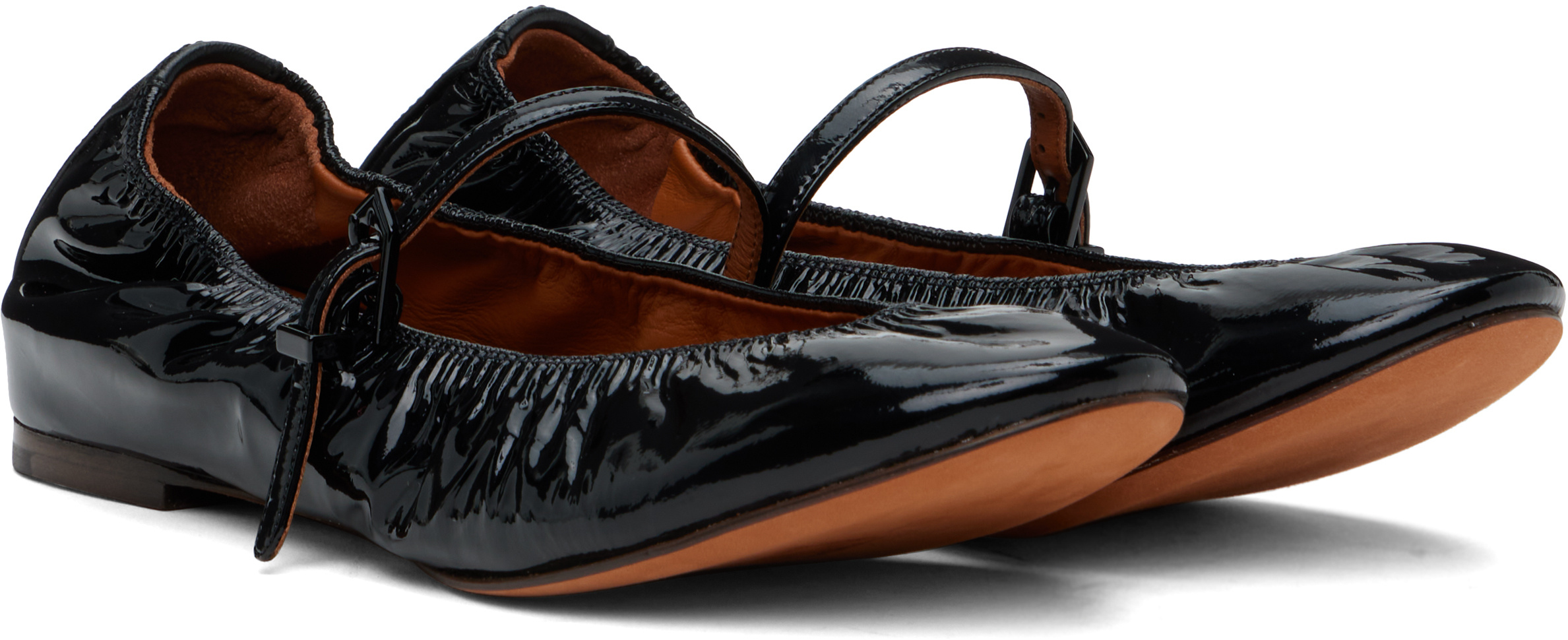 Lanvin Shiny Mary Jane Ballet Flats In Black