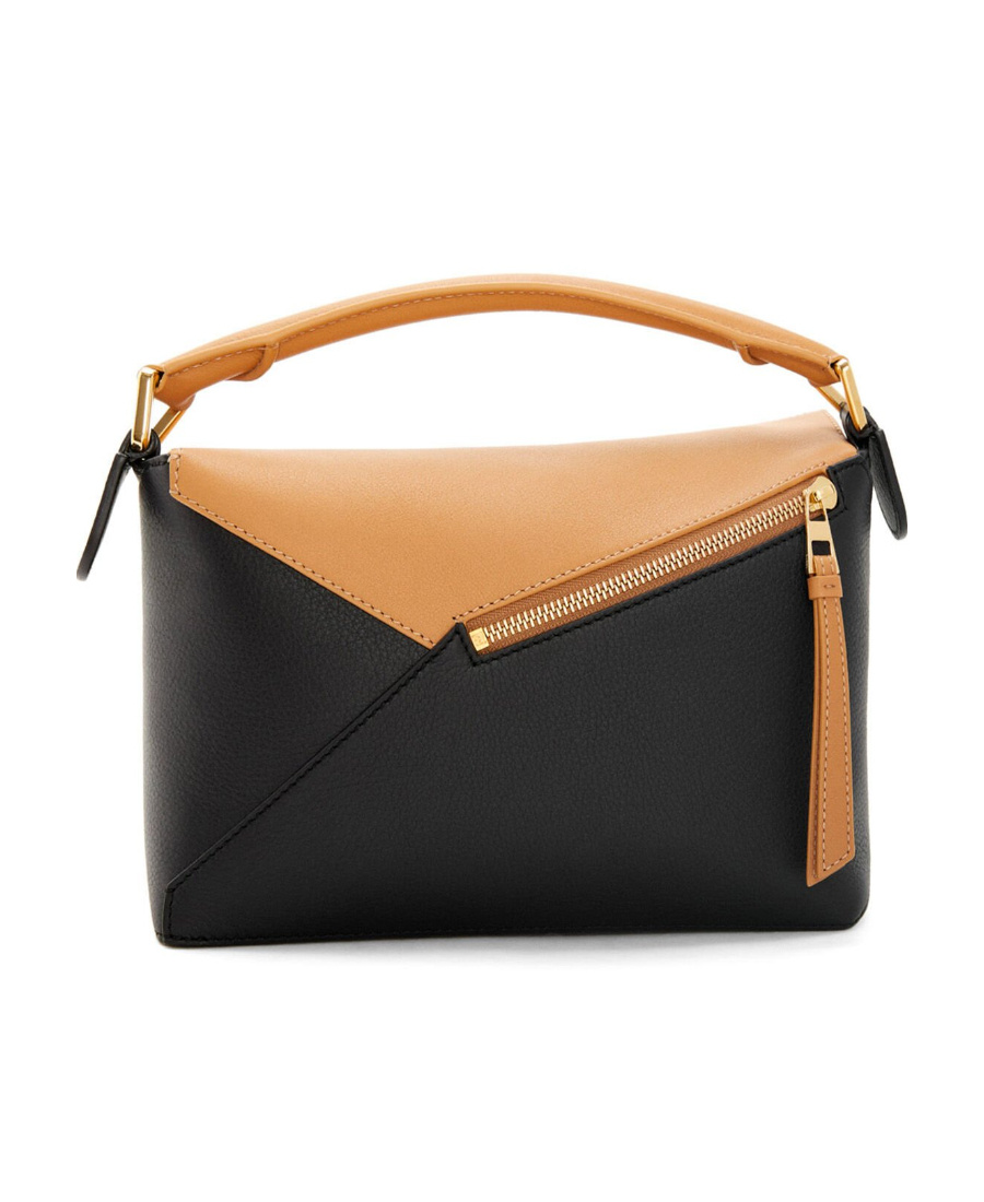 Loewe Small Leather Puzzle Edge Top-handle Bag In Black