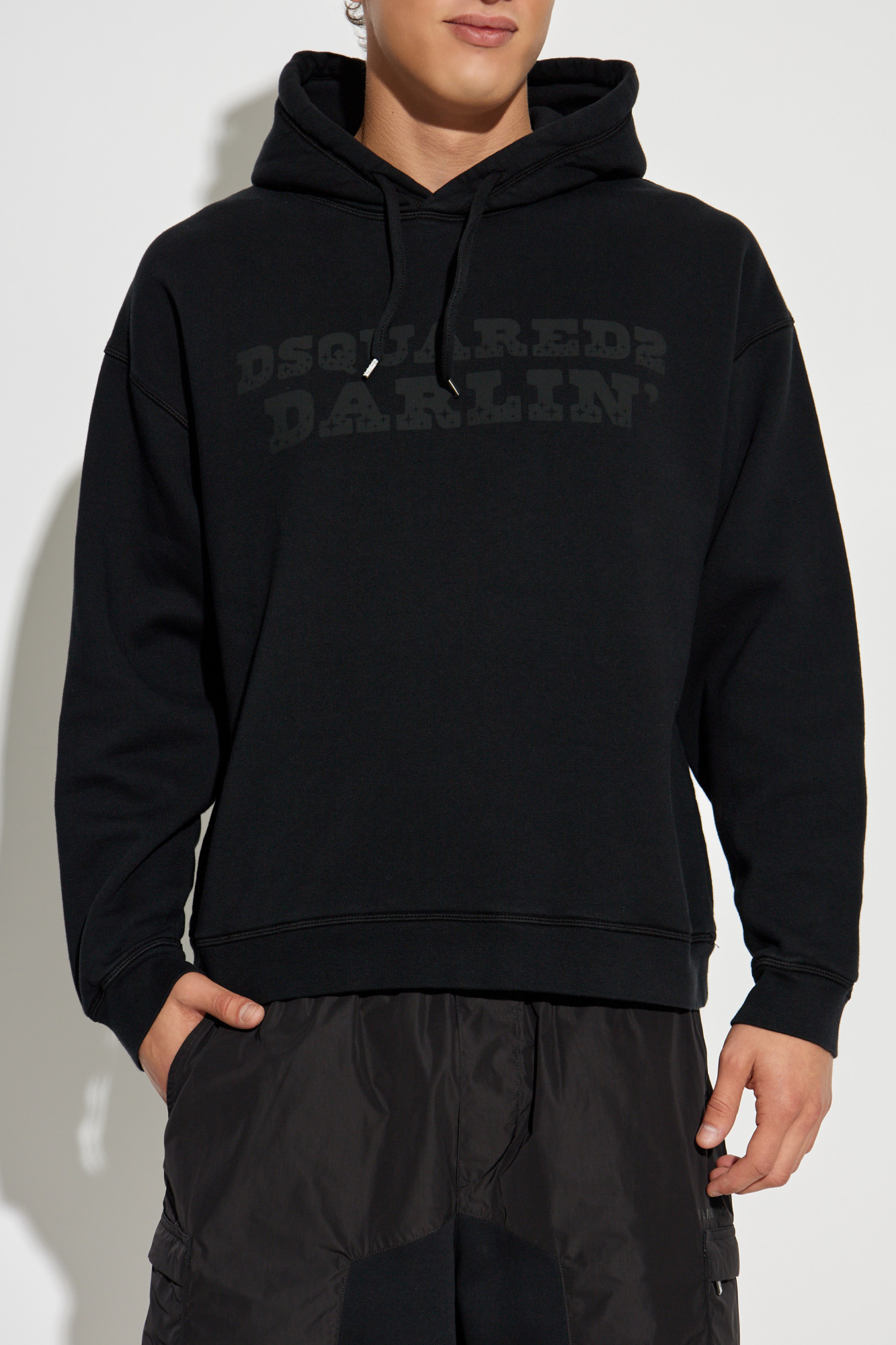 Dsquared2 Long-sleeved Hooded Sweatshirt In Black