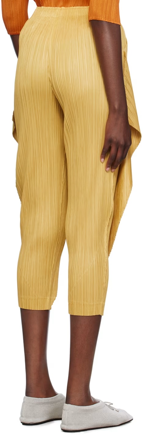 Shop Issey Miyake Pleated Detail Casual Pants In Yellow
