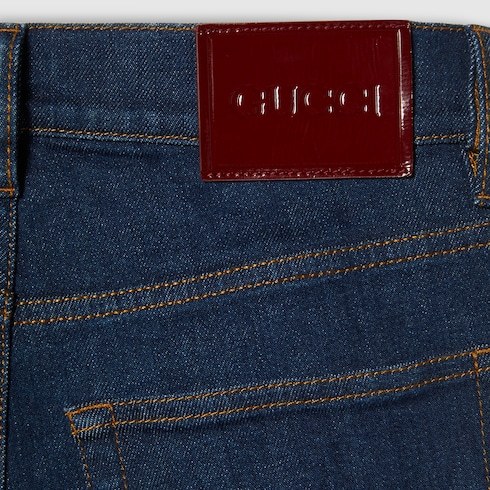 Gucci Washed Cotton Denim Loose Jeans In Blue