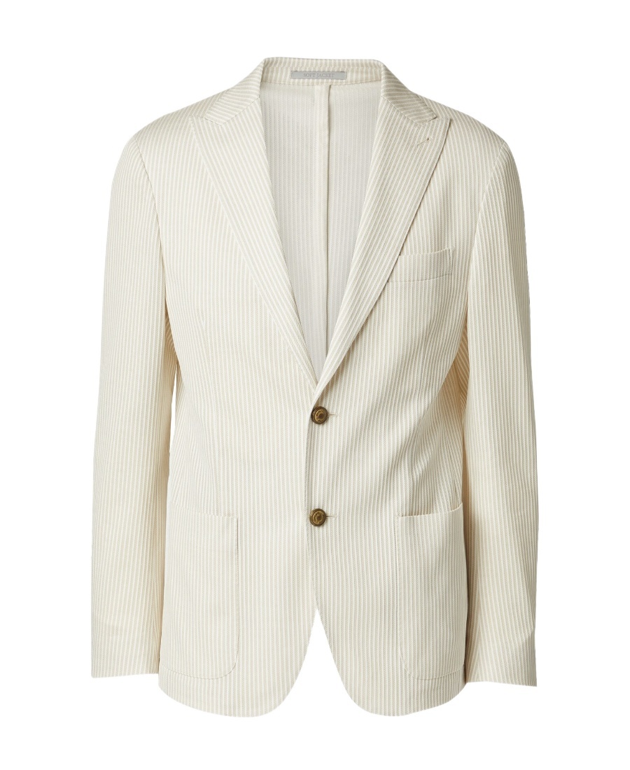 Eleventy Striped Single-breasted Blazer In White