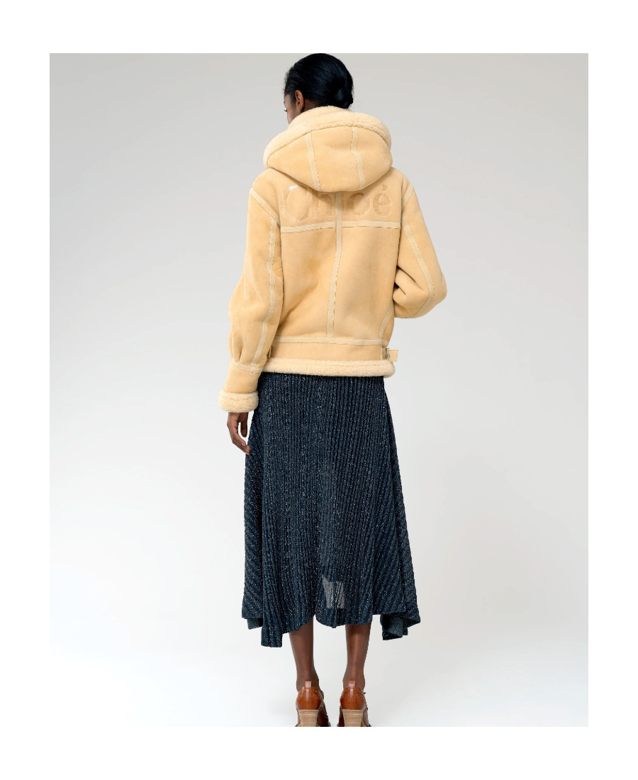 Chloé Shearling Trim Aviator Jacket