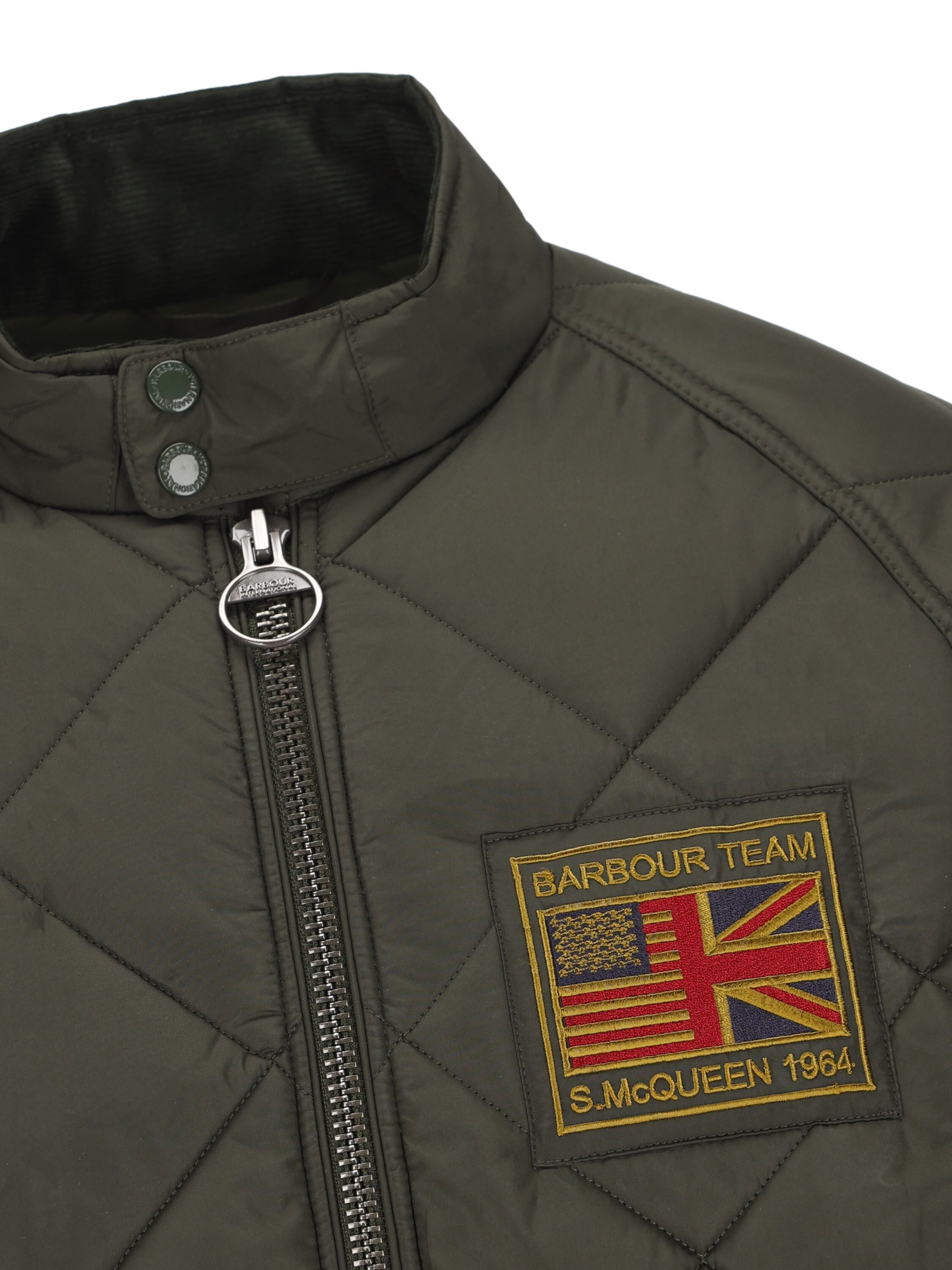BARBOUR LOGO-PATCH ZIP-UP QUILTED JACKET