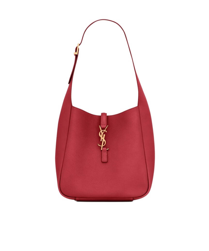 Saint Laurent Le 5 A 7 Ysl Small Hobo In Smooth Supple Leather In Red