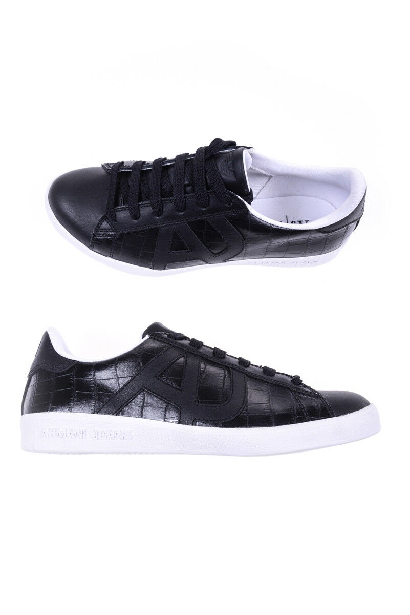 ARMANI JEANS BLACK LOGO CASUAL SNEAKERS