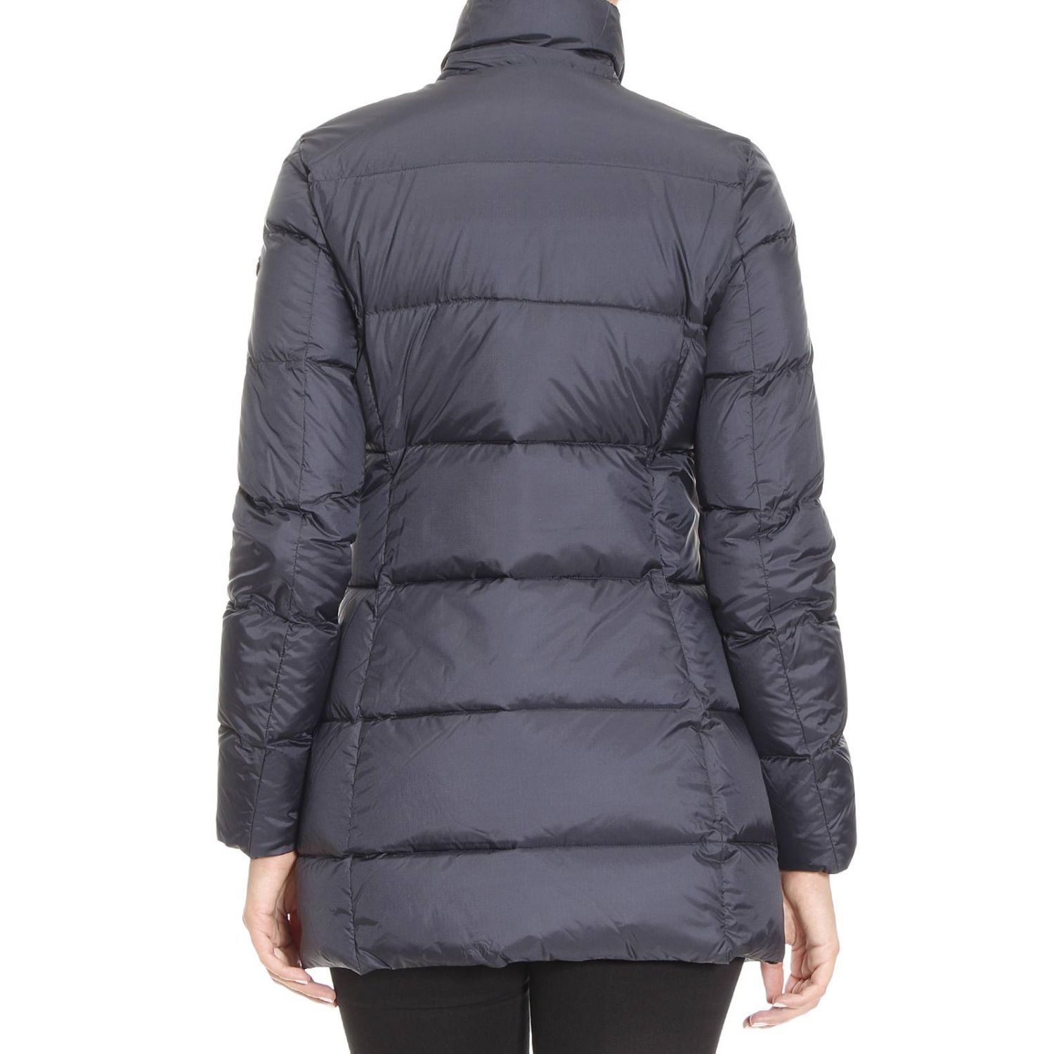 Shop Armani Jeans Long-sleeved Down Jacket In Gray