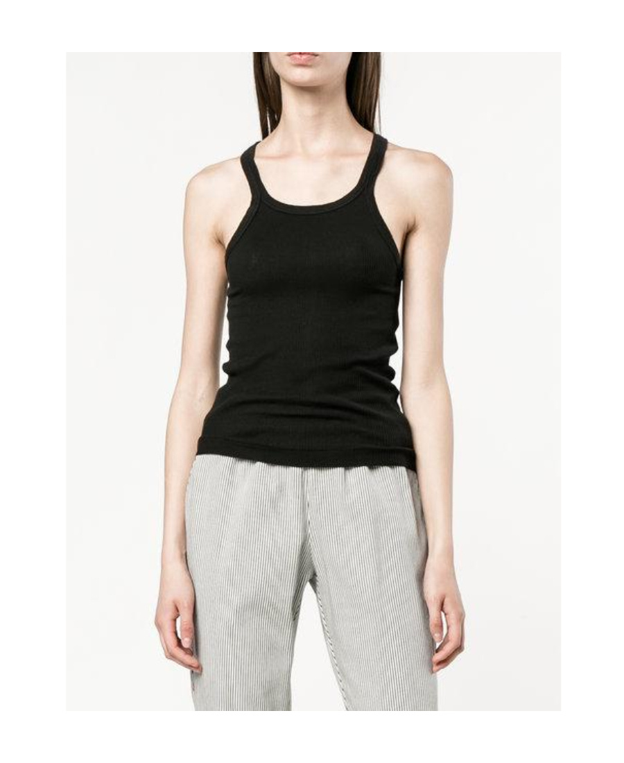 Re/done Ribbed Tank Top In Black